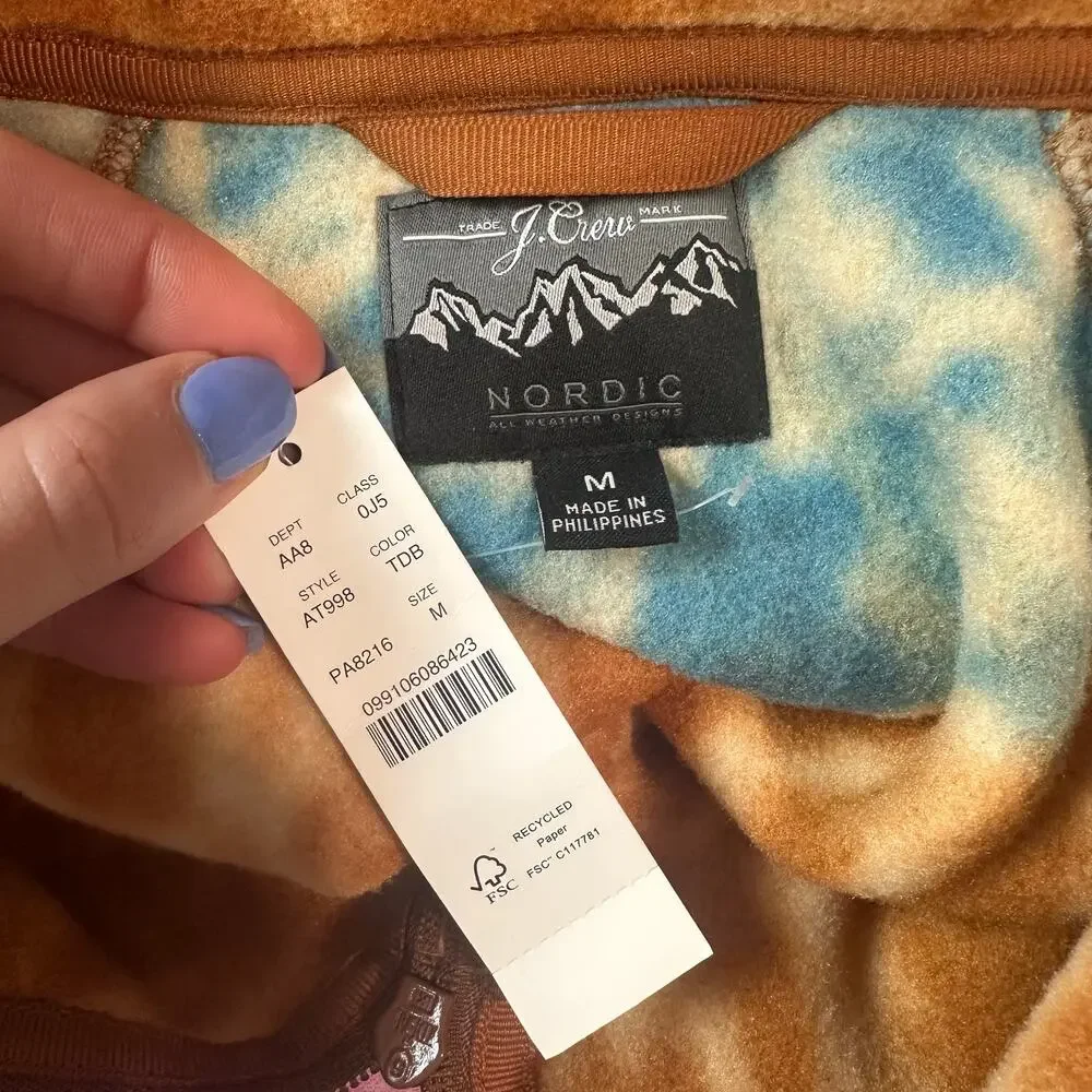 J. Crew Micro Fleece Half Zip Pullover Tie Dye Sweatshirt Jacket AT998 NWT